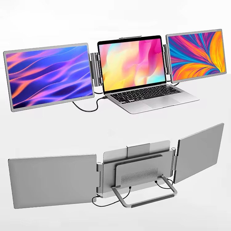 SIBOLAN 14 Inch Triple Portable LCD Monitor IPS Panel 1920*1200P Dual Extender Laptop Patent Design Dual Type-c USB 3.1 LED