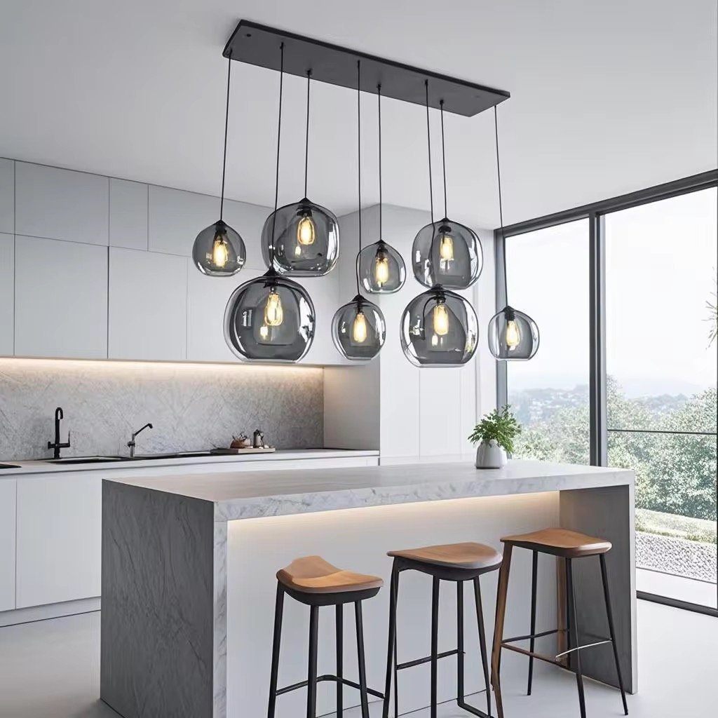 Nordic Hanging Lamp Decorative Blown Glass Pendant Lamp Smoky Grey Glass Modern Pendant Light Hanging Pendant Lamp