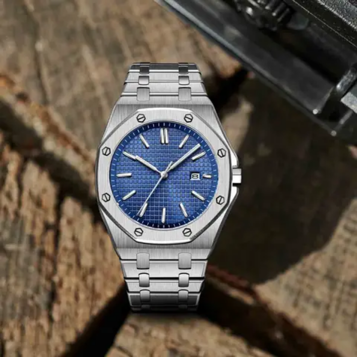 Quartz Luxury Fashion watch stainless Strap with Dial pointer display 3 bar water resistant