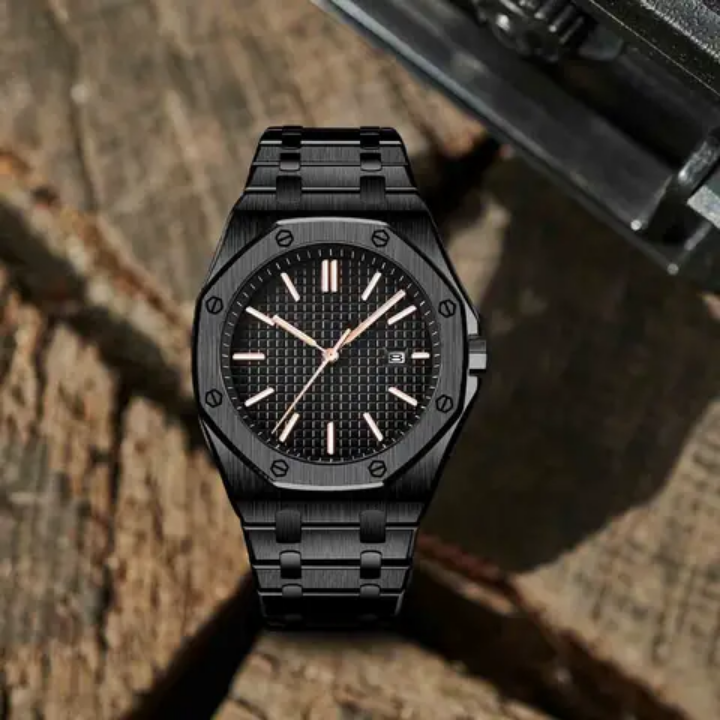 Quartz Luxury Fashion watch stainless Strap with Dial pointer display 3 bar water resistant