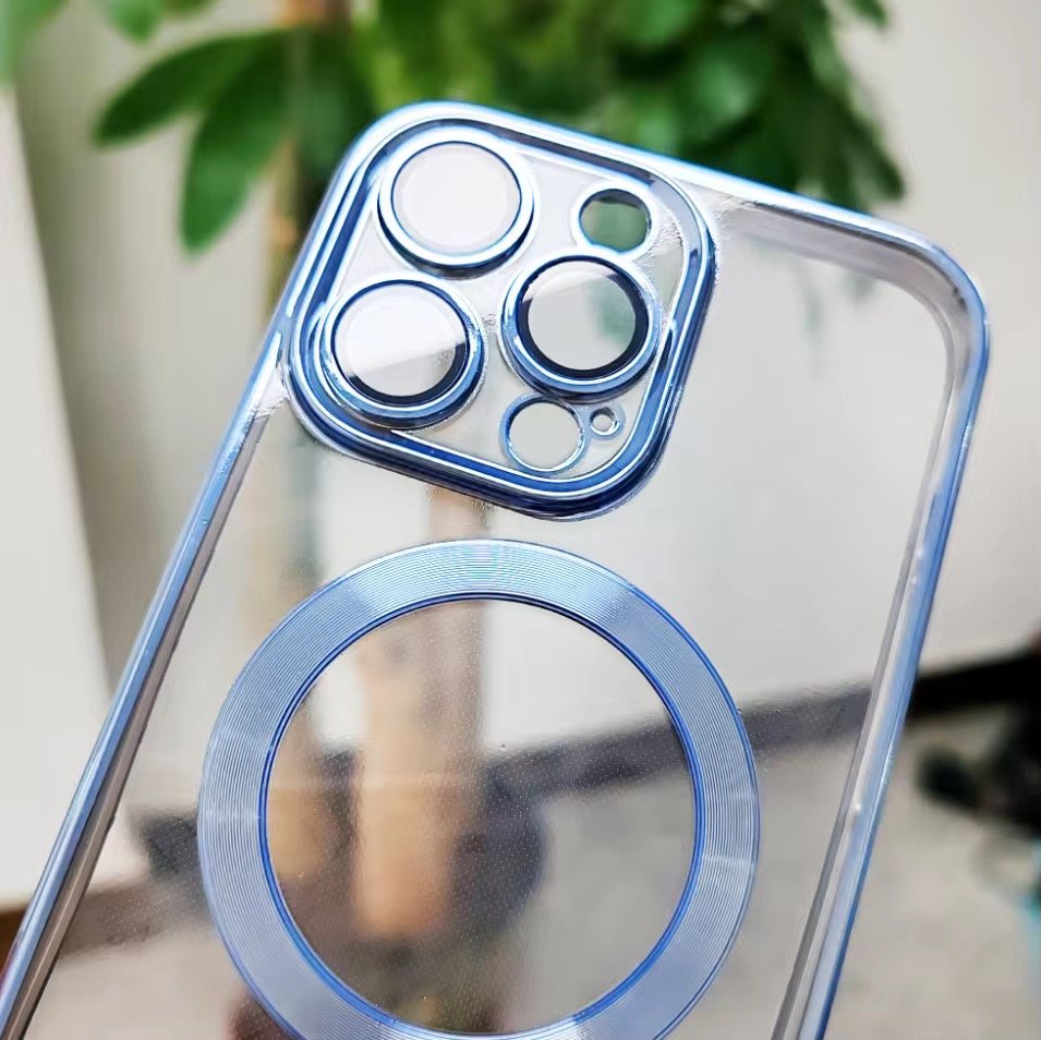 Mobile Phone Accessories Electroplated Transparent Magnetic Suction for iPhone 16 15 Pro Max 14 13 12 TPU protection Phone case