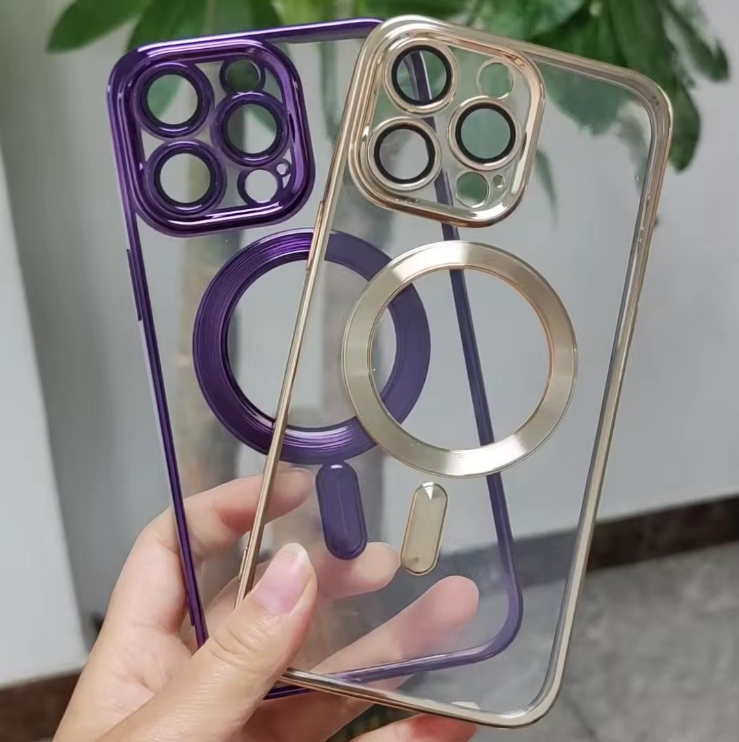 Mobile Phone Accessories Electroplated Transparent Magnetic Suction for iPhone 16 15 Pro Max 14 13 12 TPU protection Phone case