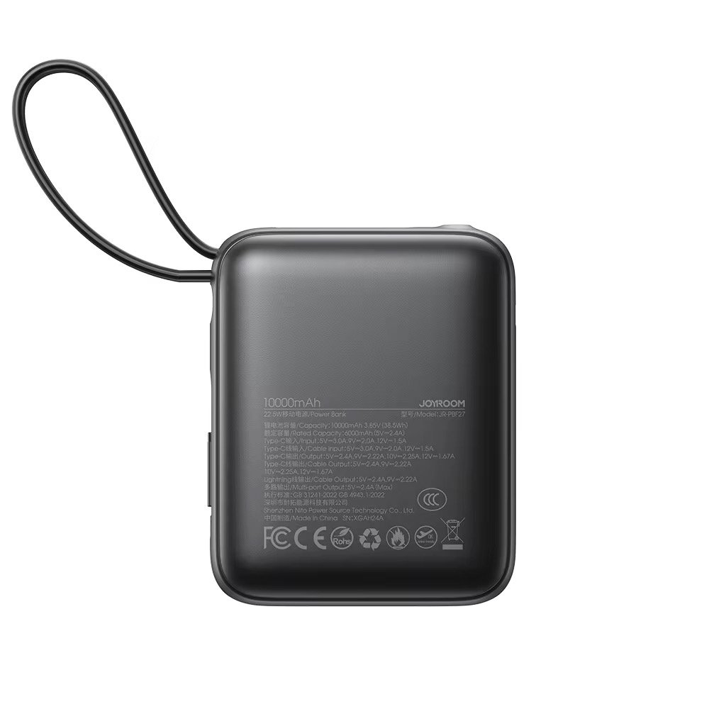 JOYROOM 10000mAh Ultra Small High Capacity Power Banks Portable Mobile Charger with Display and Charging Cable