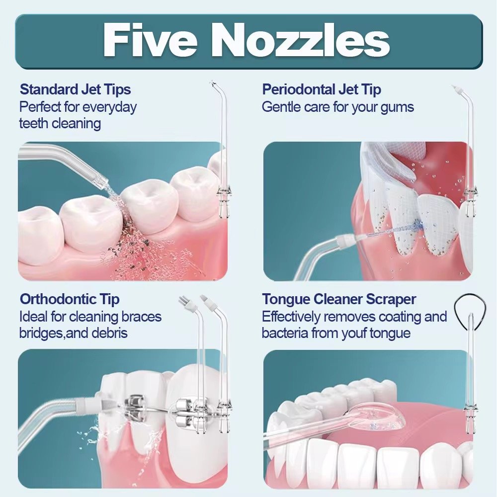 2025 New Product Cordless IPX7 360 Rated Nozzle Teeth Cleaning Pick Jet Electric Dental Irrigator Oral Portable Water Flosser