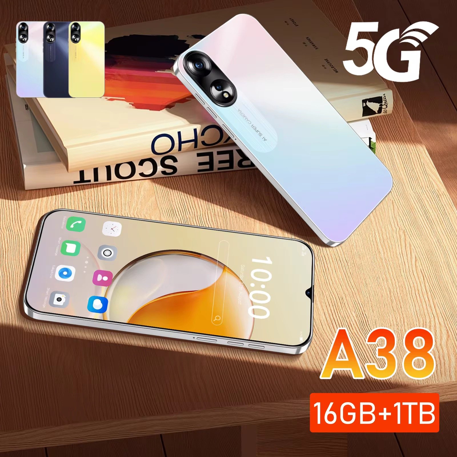 2024 Latest Models A38 16gb 1tb 6.8-inch Low Price Smartphone Android 13 Cheap Smart Phone Ready to Ship 5g Smartphone