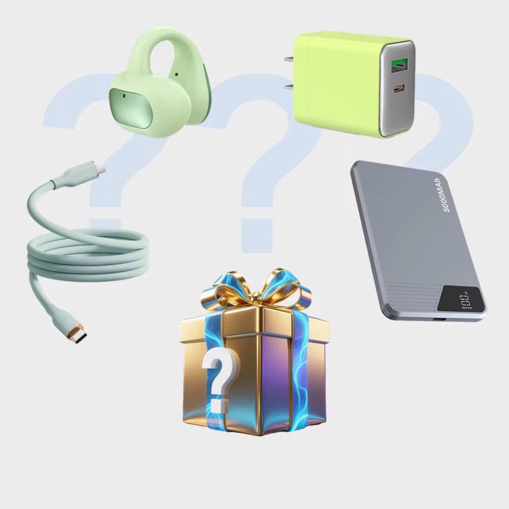 TKT Random Surprise Box Electronic Mystery Boxes Lucky Random Power Bank Phone Charger Data Cable Earphone-Surprise Gift Set