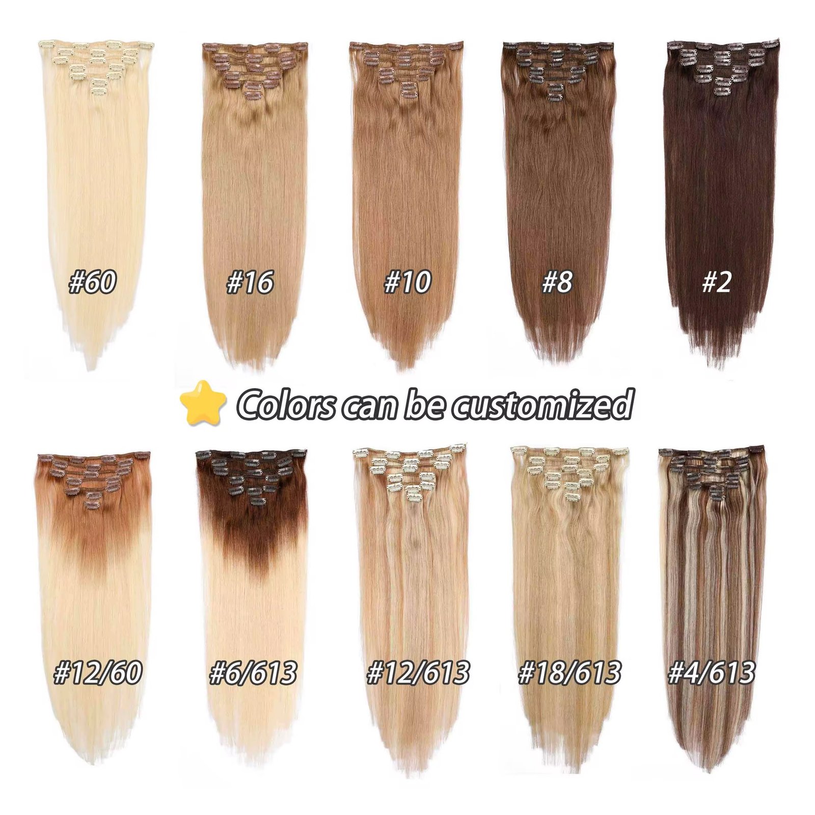 Wholesale Soft Straight Clip in Extensions Human Hair Brazilian Virgin Hair Piece Remy Clip in Hair Extension for White Woman