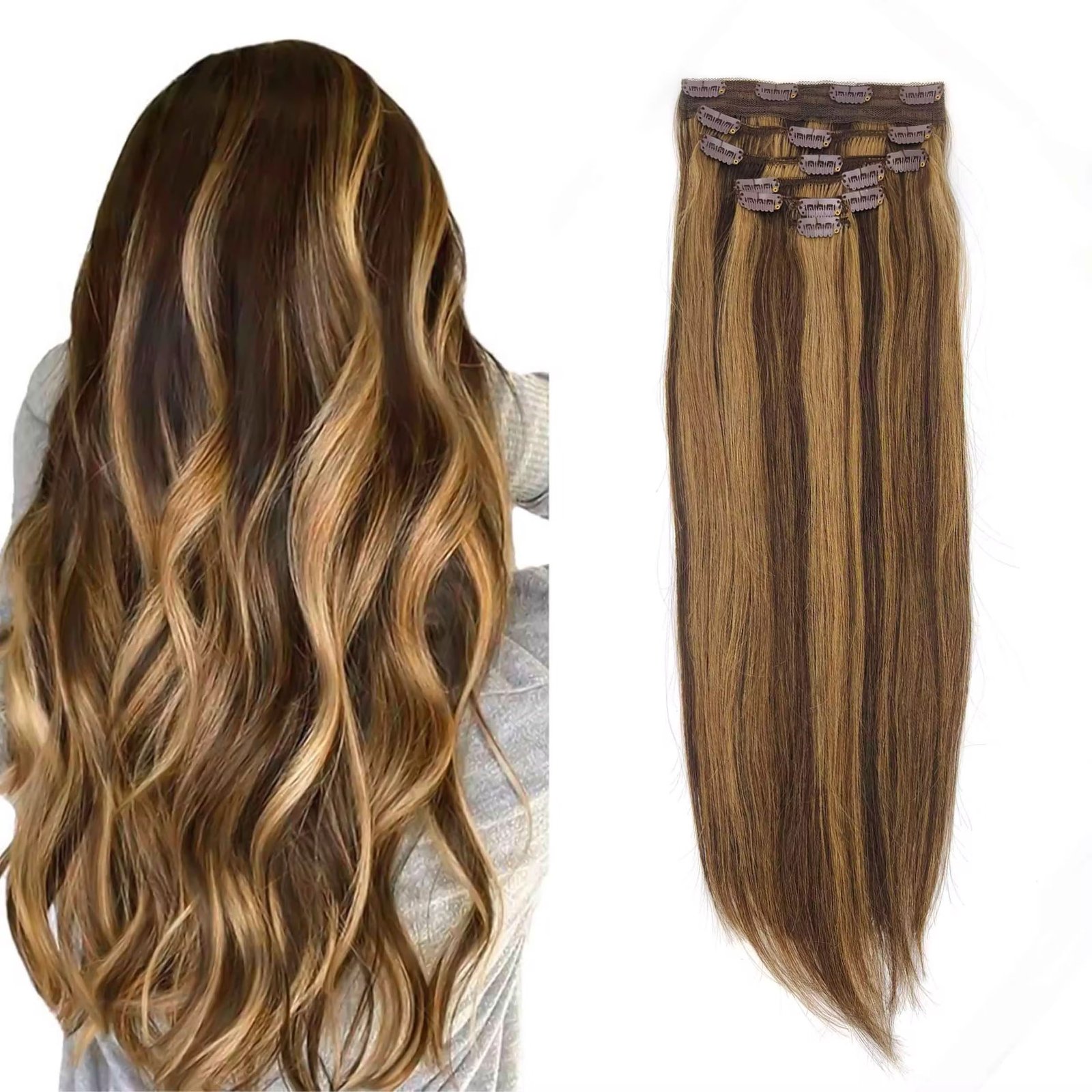 Wholesale Soft Straight Clip in Extensions Human Hair Brazilian Virgin Hair Piece Remy Clip in Hair Extension for White Woman