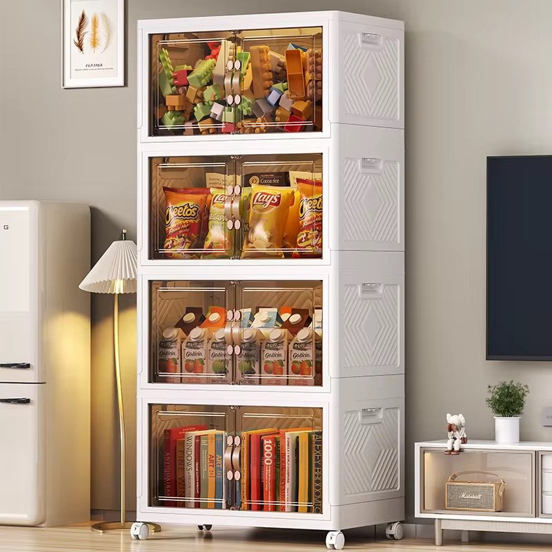 > Light Luxury And Practical 60cm Width Multifunctional Plastic Snack Storage Cabinet Storage Folding Cabinet
