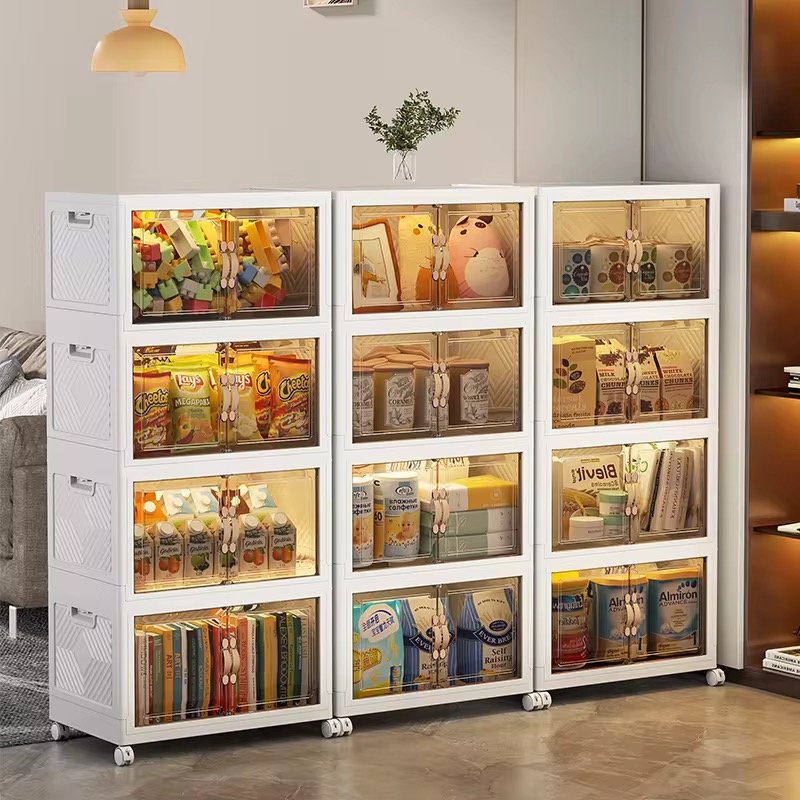 > Light Luxury And Practical 60cm Width Multifunctional Plastic Snack Storage Cabinet Storage Folding Cabinet