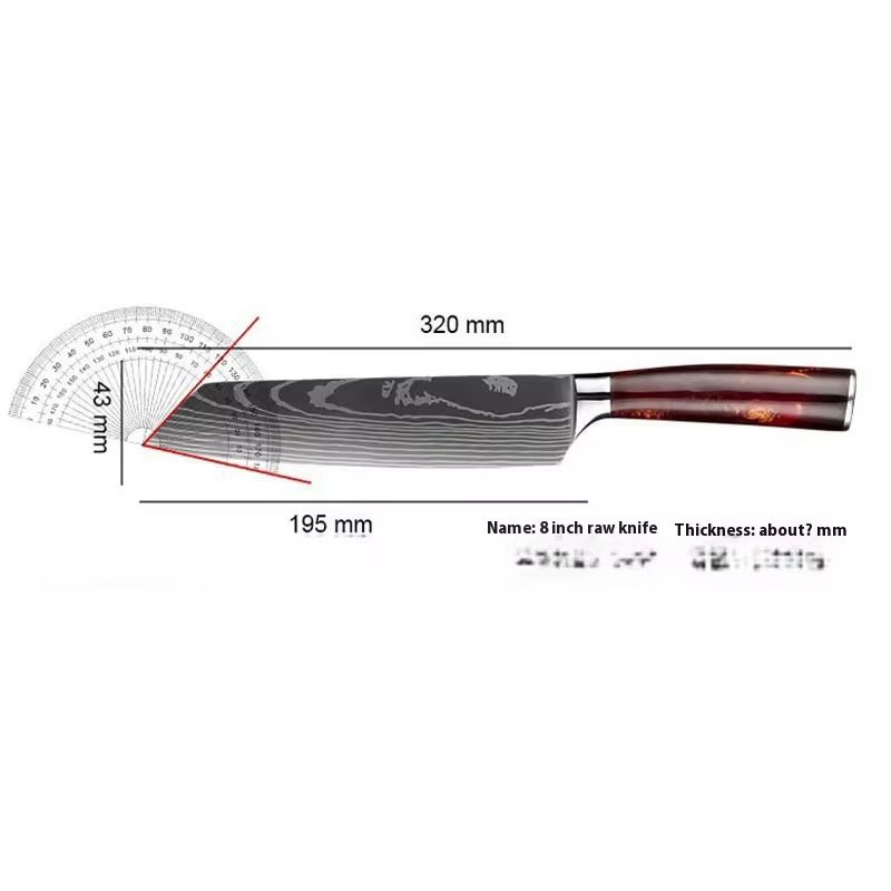 10pcs Damascus Kitchen Chef Knife Set 4Cr13 Stainless Steel With Red Resin Handle Laser Pattern For → Cooking Factory Wholesale