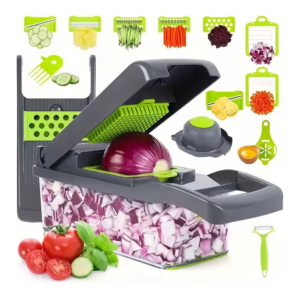 15 Pcs Multifunctional Kitchen Gadget Plastic Vegetable Chopper Manual Vegetable Cutter Fruit Potato Slicer Grater