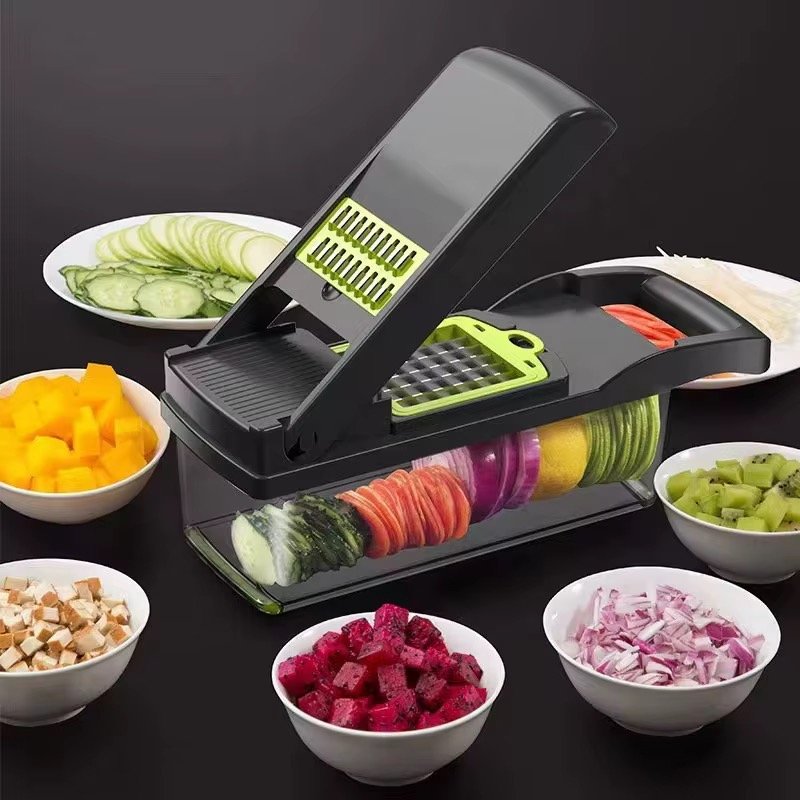 15 Pcs Multifunctional Kitchen Gadget Plastic Vegetable Chopper Manual Vegetable Cutter Fruit Potato Slicer Grater