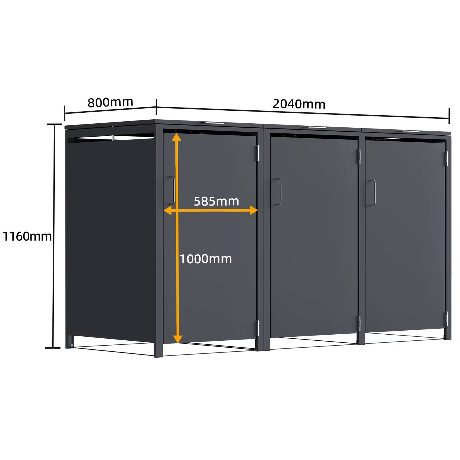 Triple Outdoor Bin Cabinets Galvanised Steel Wheelie Bin Box Weatherproof Trash Bin Storage Outdoor Garbage Can Shed For Garden