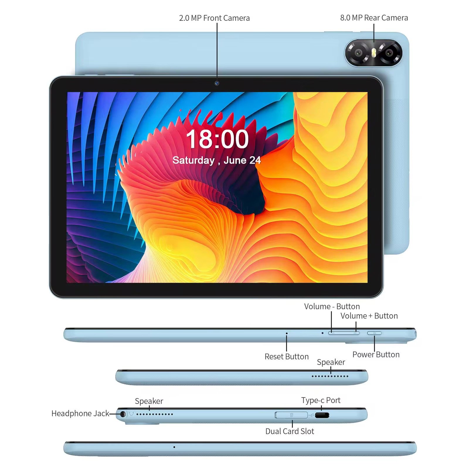 Wholesale OEM New 10 Inch Android 14.0 Tablet 1280*800FHD Big Screen Octa Core RAM 8GB Tablet PC