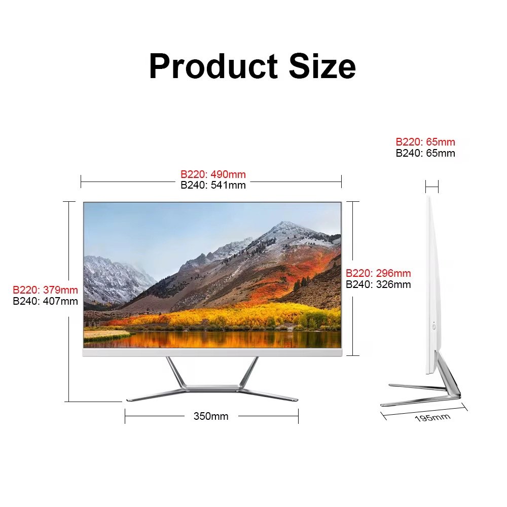 23.8" LED AIO PC Core 13 15 17 AlO Monoblock Business Gaming Barebone Computer All in One PC Desktop SSD Computers