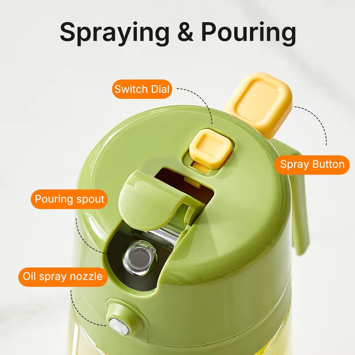 500ml 17oz Light-Blocking Glass Olive Oil Spray Bottle 2 In 1 Oil Sprayer Oil Dispenser For Kitchen Cooking Air Fryer Salad BBQ