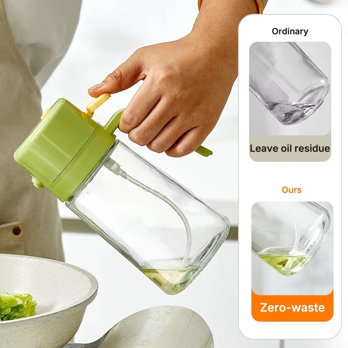 500ml 17oz Light-Blocking Glass Olive Oil Spray Bottle 2 In 1 Oil Sprayer Oil Dispenser For Kitchen Cooking Air Fryer Salad BBQ