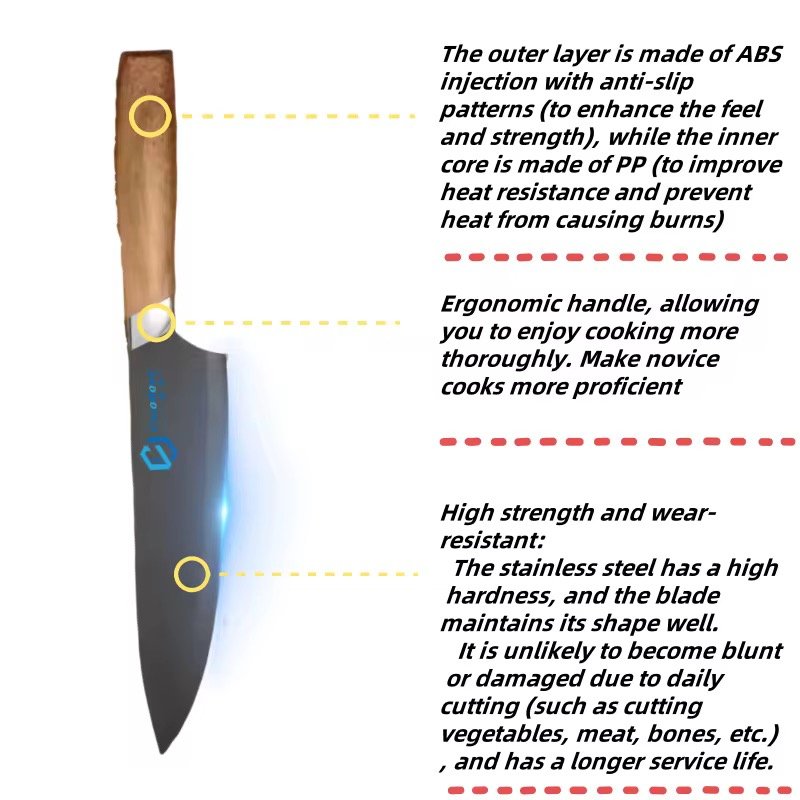 7-Piece Stainless Steel Kitchen Knife Set Sharp Custom Chef Knife Slicing Bread Utility Paring Knives Block Metal Material