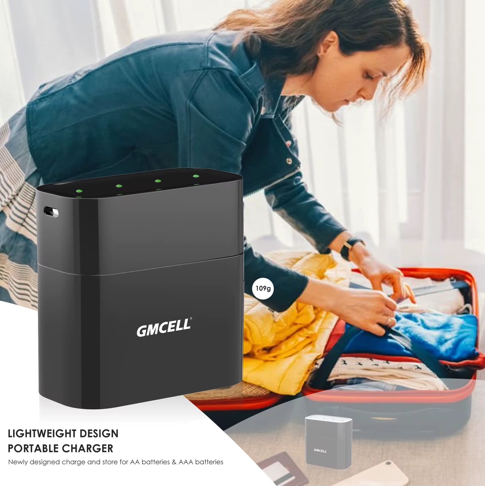 5V 3A 4 Pack AA AAA Lithium Battery Smart Charger For AA Rechargeable Lithium Battery Charging & Storage