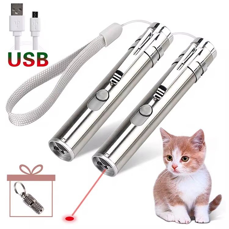 3 In 1 Multi-Angle USB Laser Cat Rechargeable Pet Catch Cat Laser Pointer Toys LED Laser Interactive Cat Training Toy