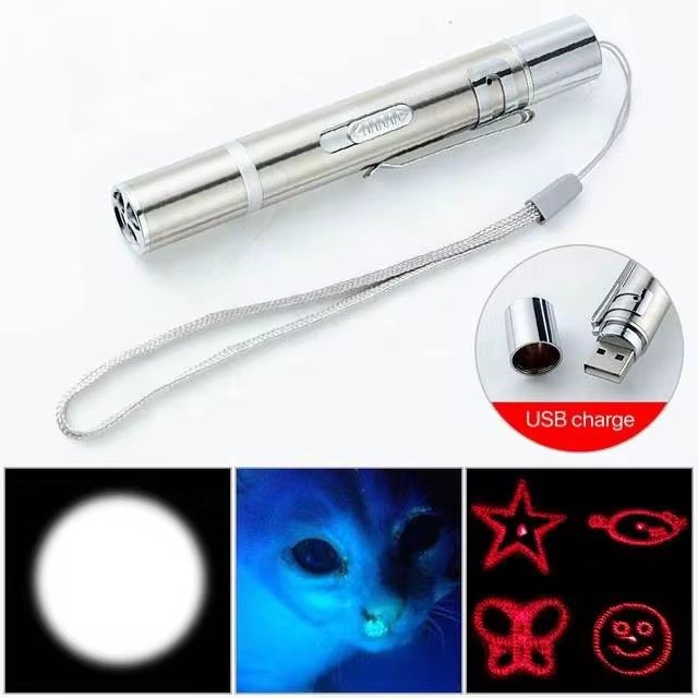 3 In 1 Multi-Angle USB Laser Cat Rechargeable Pet Catch Cat Laser Pointer Toys LED Laser Interactive Cat Training Toy