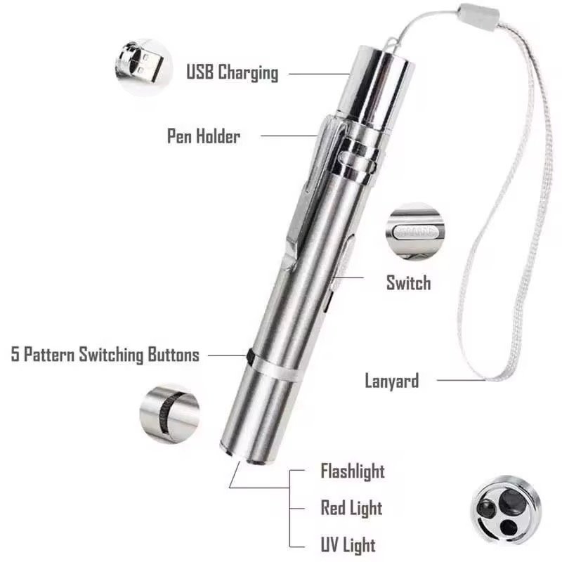 3 In 1 Multi-Angle USB Laser Cat Rechargeable Pet Catch Cat Laser Pointer Toys LED Laser Interactive Cat Training Toy