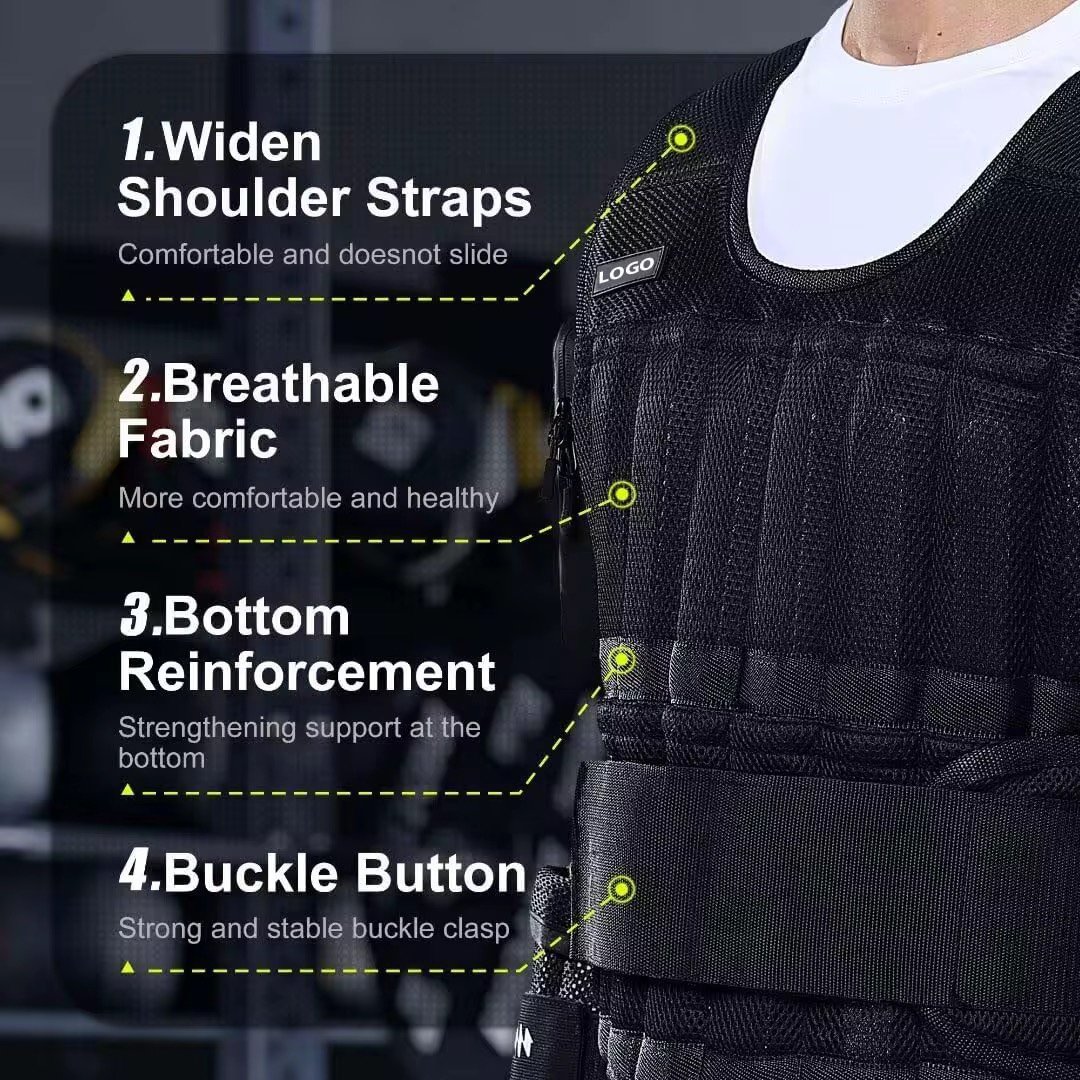 Adjustable Weighted Vest 44LB Workout Weight Vest Plate Jacket Training Training Fitness Weighted Vest for Men Women