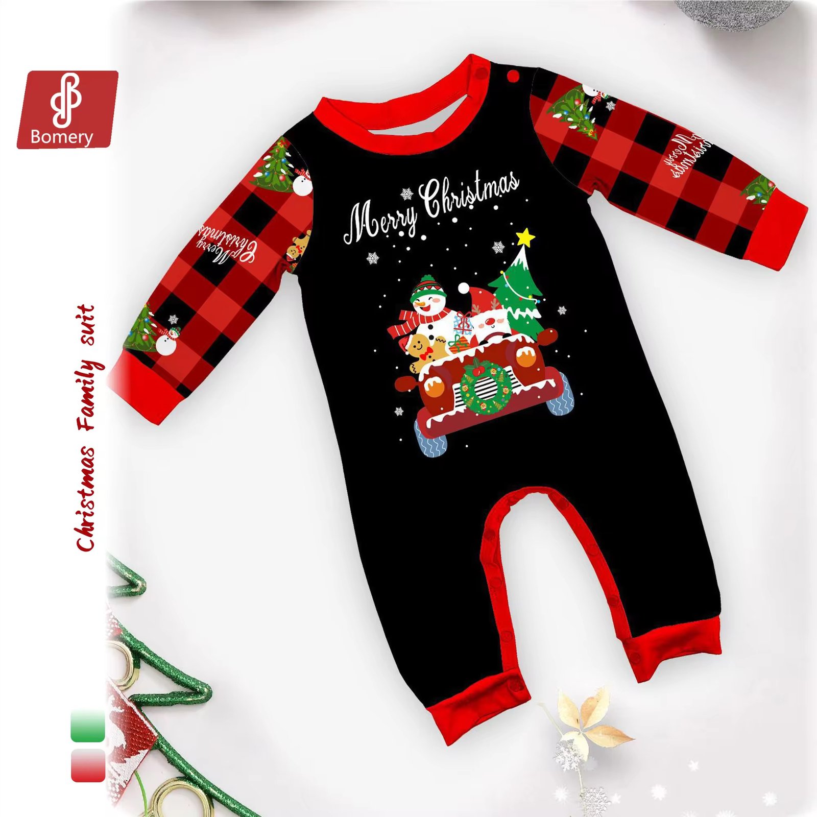 2025 New Design Parent-Child Long-Sleeve Family Christmas Pajamas Suits Xmas Cartoon Outfit With Elastic Waist Closure Wholesale
