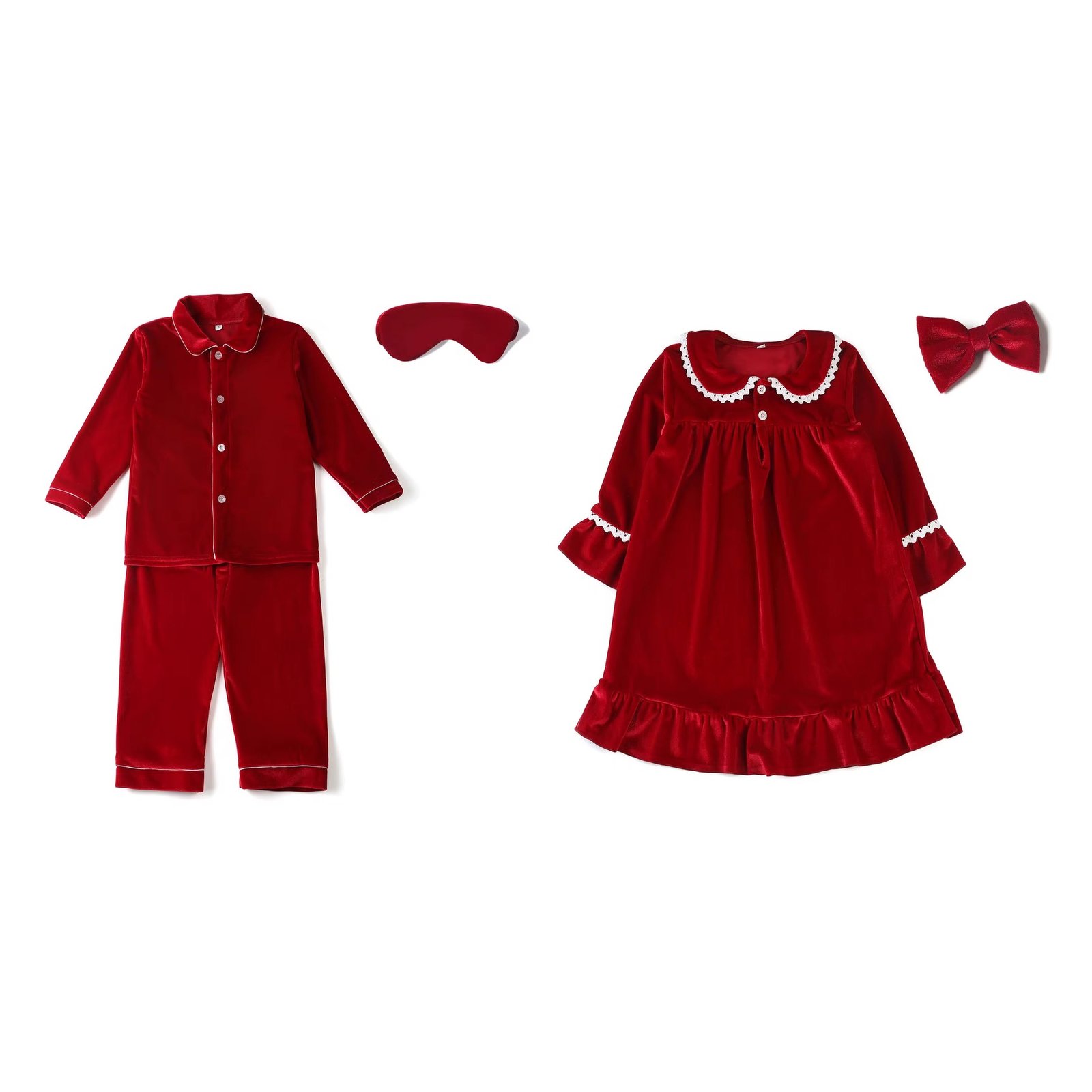 Wholesale Velvet Family Matching Pajama Set Family Matching Outfit Red Velvet Kids Luxury Pyjamas Set