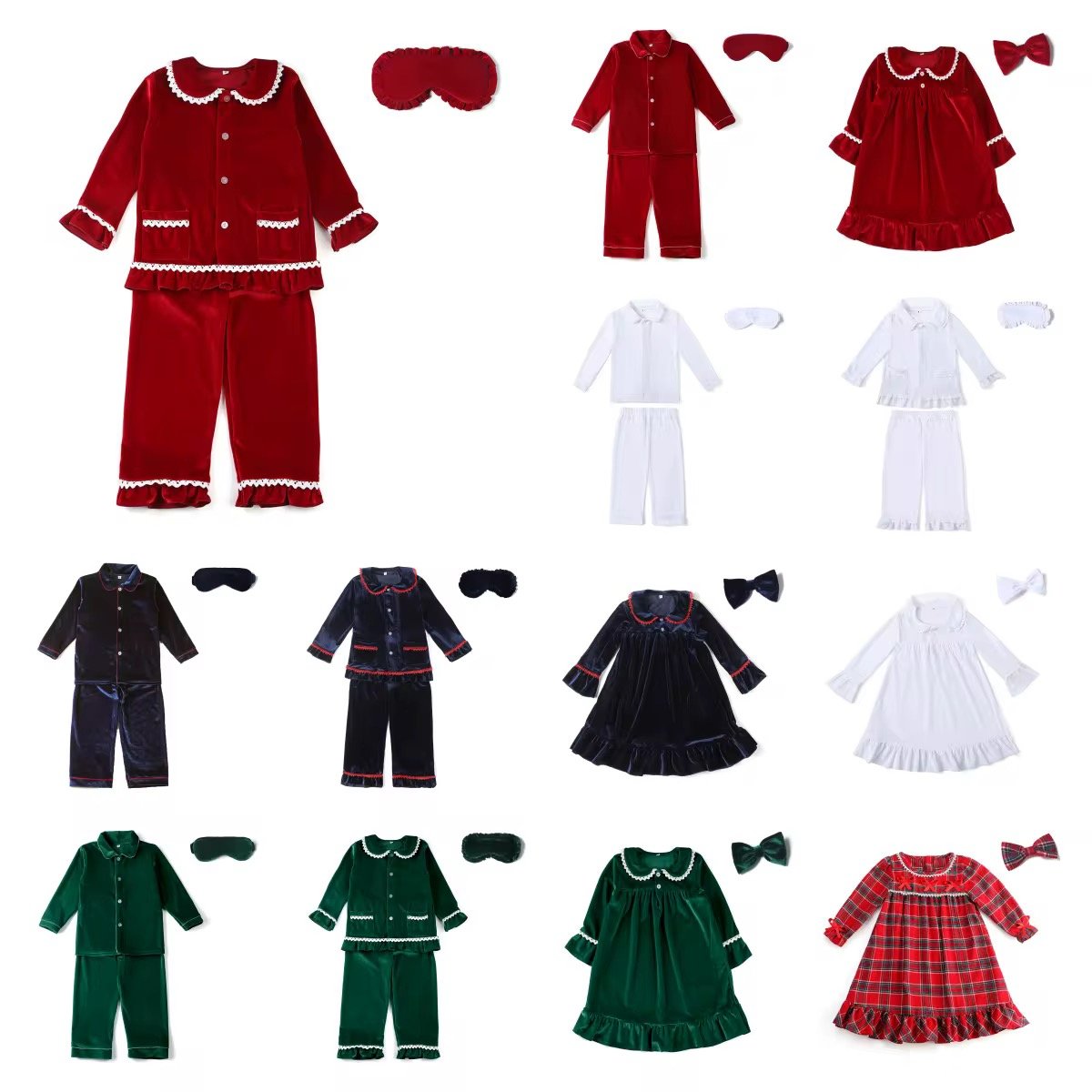 Wholesale Velvet Family Matching Pajama Set Family Matching Outfit Red Velvet Kids Luxury Pyjamas Set