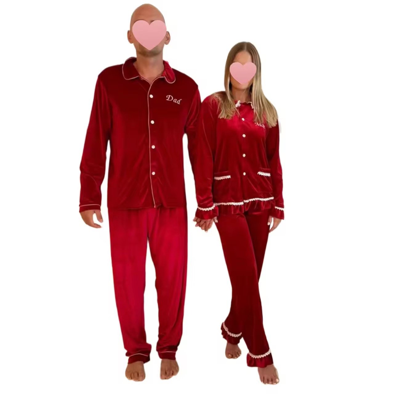 Wholesale Velvet Family Matching Pajama Set Family Matching Outfit Red Velvet Kids Luxury Pyjamas Set