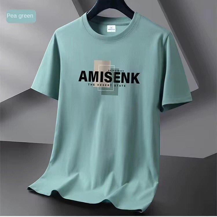 2025 New Men's Trendy Short-Sleeved 180 Grams T-Shirt Breathable Summer Base All-Match Casual Printed Plus Size Top Character
