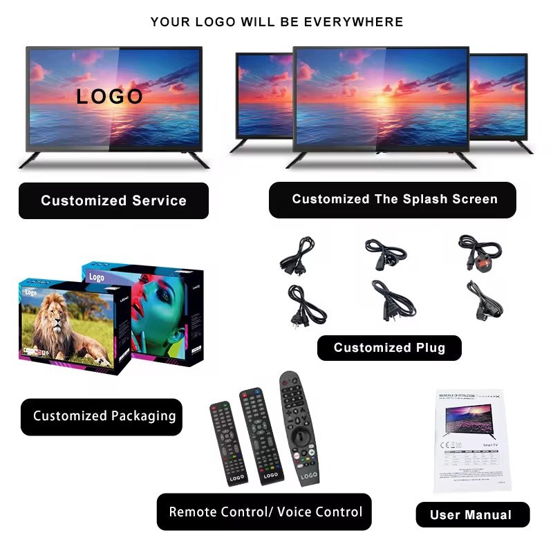 24 Inch HD Smart TV Display 32 40 42 43 46 55 60 Inch LED LCD Smart TV with T2S2