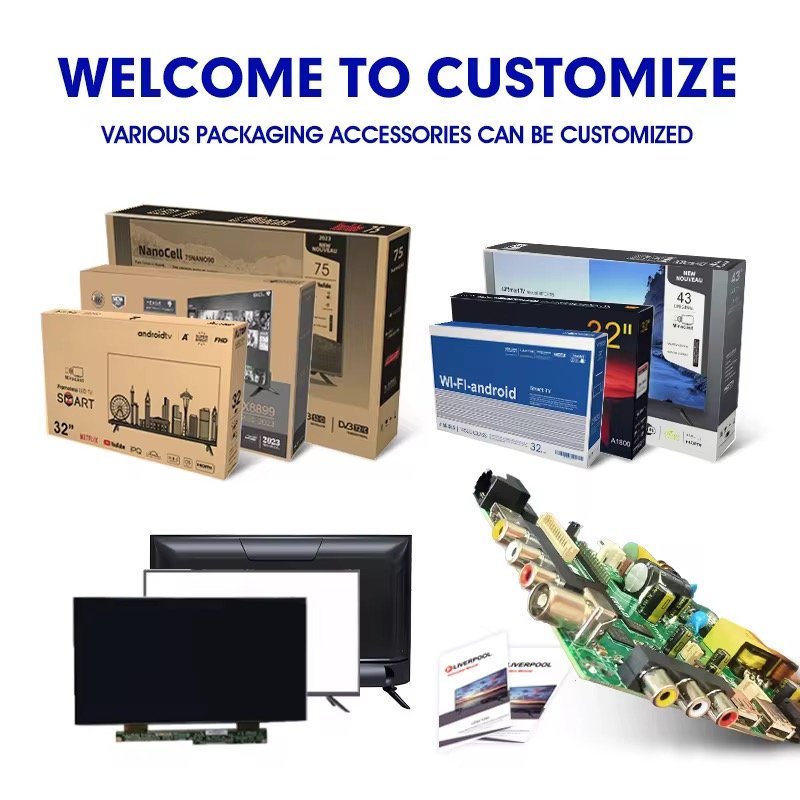 45 4K LED Android Smart TV China Hot Sale 32 40 42 50 65 75 Inch Flat Screen HD LED TV LCD 32 50 55 Inch Television Black OEM Hotel