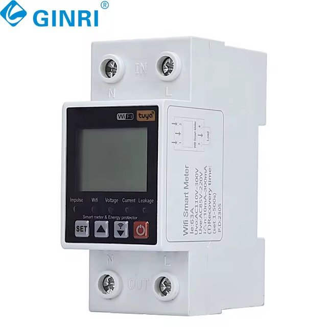 TUYA WiFi Smart 63A AC 220V Over Under Circuit Earth Leakage Voltage Protector Relay Device Breaker Switch Meter