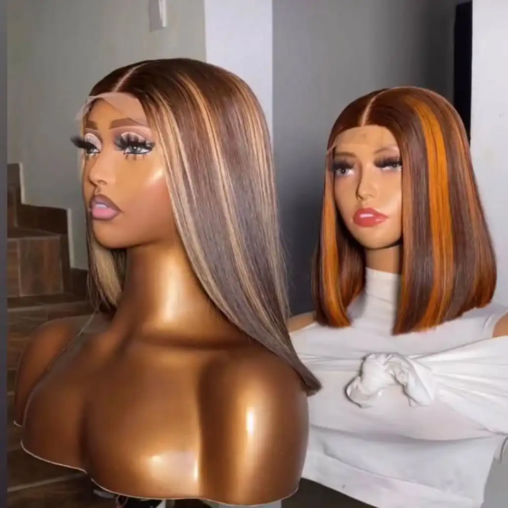 13*4 full frontal lace wig  10inch Bob grey color 1 pieces