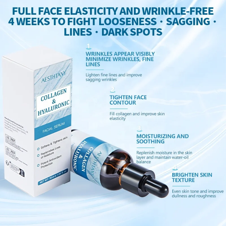 Aesthany collagen hyaluronic acid serum 30ml hydrating firming brightening anti aging