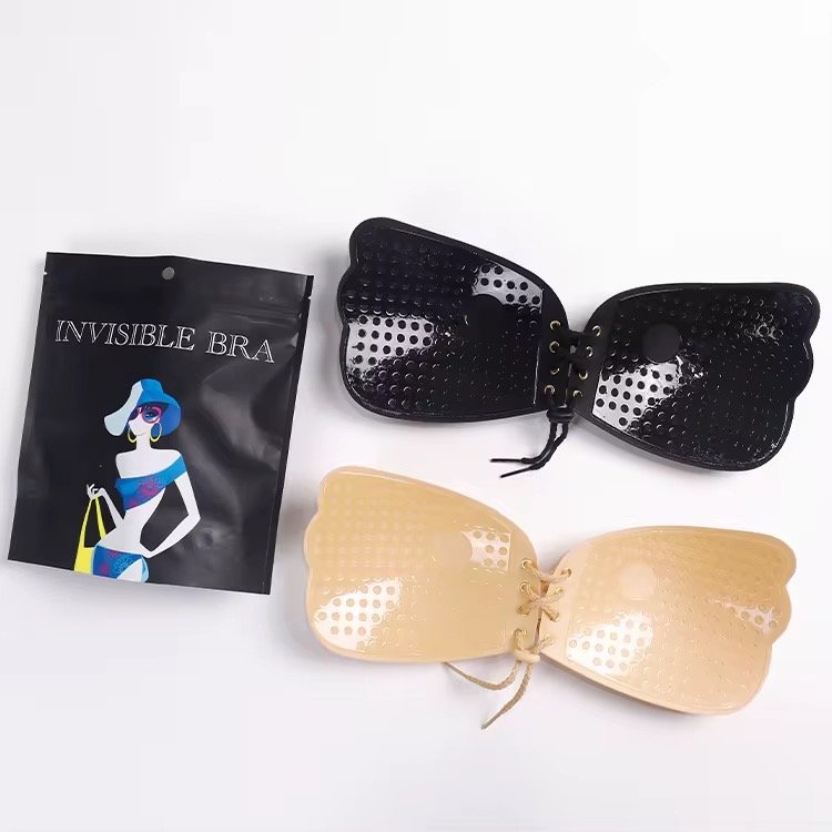 Super Sticky Self-Adhesive Push-up Bra Invisible Backless Breast Lift Deep V-shaped Cleavage Sexy Reusable Strapless Bra Gather