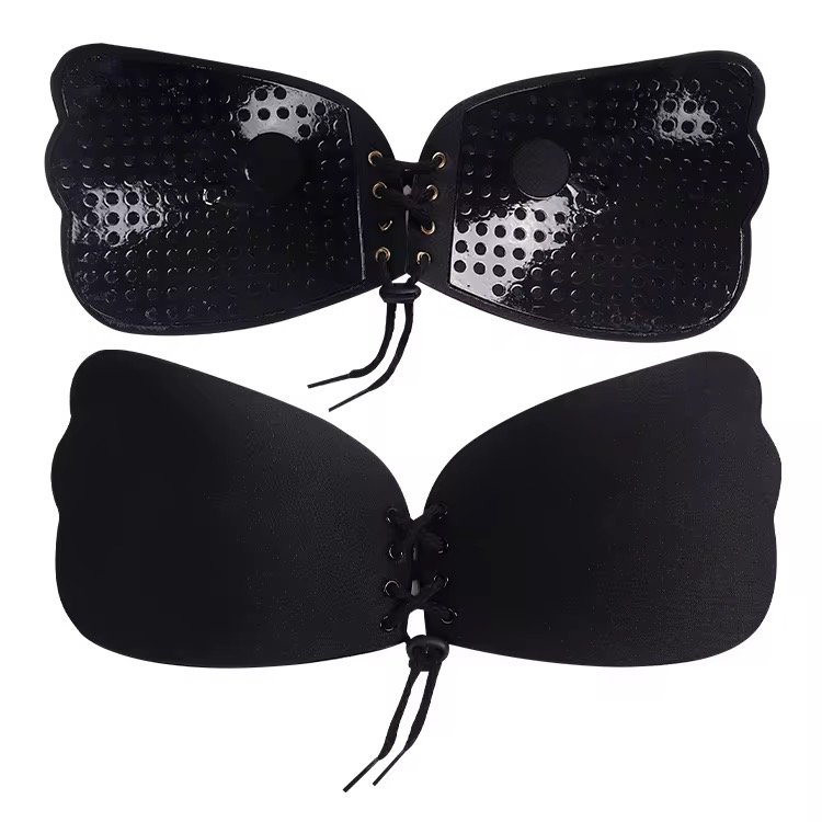 Super Sticky Self-Adhesive Push-up Bra Invisible Backless Breast Lift Deep V-shaped Cleavage Sexy Reusable Strapless Bra Gather