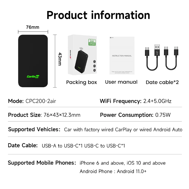 Android auto carplay wireless adapter Ai box play device motorcycle